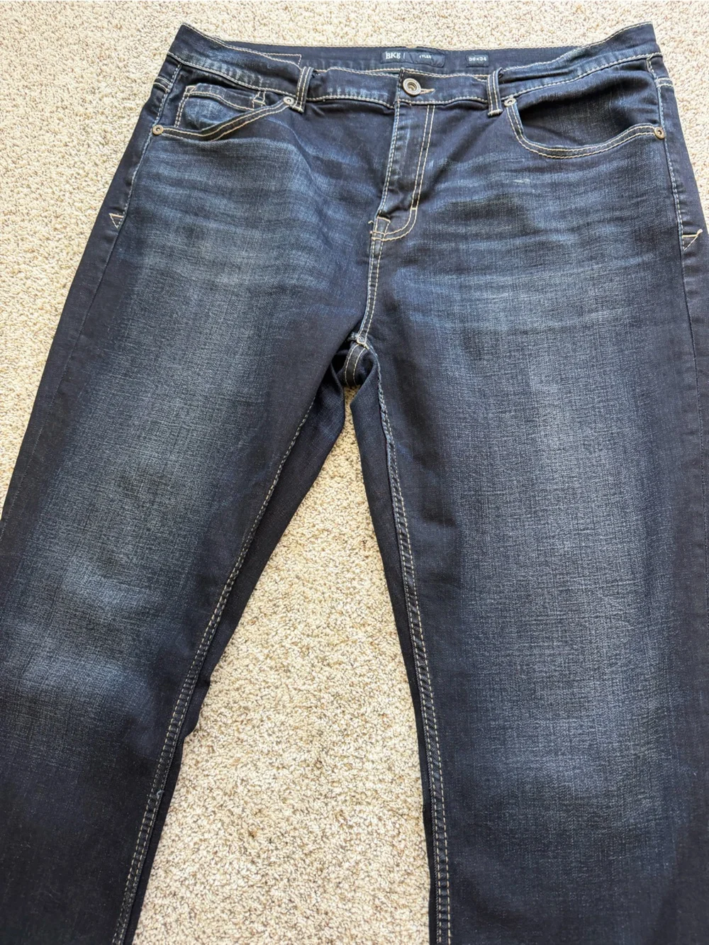 BKE Tyler Straight Leg Dark Wash Jeans Men’s 38x34 Stretch Denim Buckle